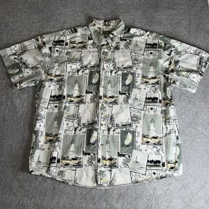 Natural Issue Shirt Mens XL Short Sleeve Nautical Lighthouse Sailboat Cotton